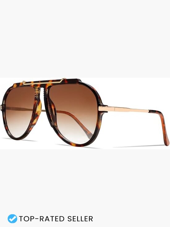 Oversized Retro Aviator Sunglasses Gold Metal Frame UV400 
